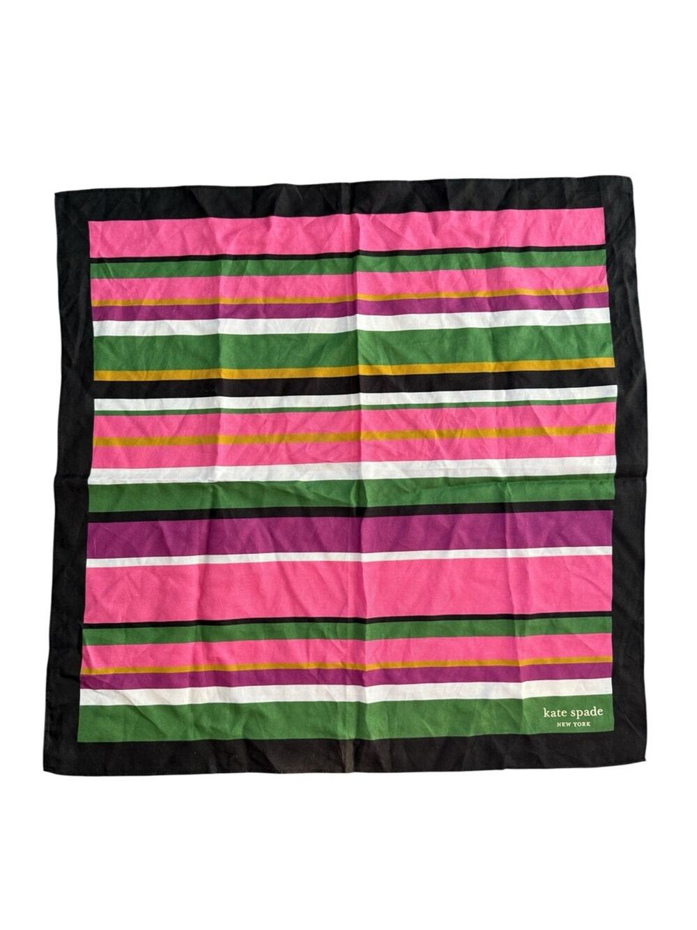 Kate Spade New York Striped Square Scarf Pink Green Preppy